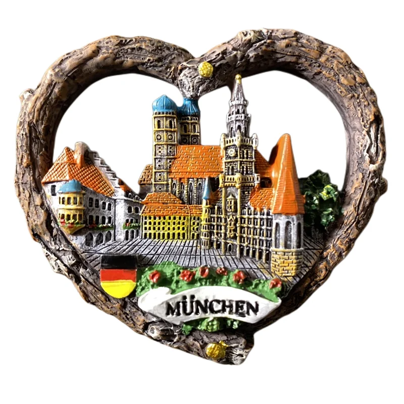 8pcs3D Handmade Painting Classical Wine Jug Beer Cup  Refrigerator Sticker German Souvenirs MagneticLandmark Building Decoration