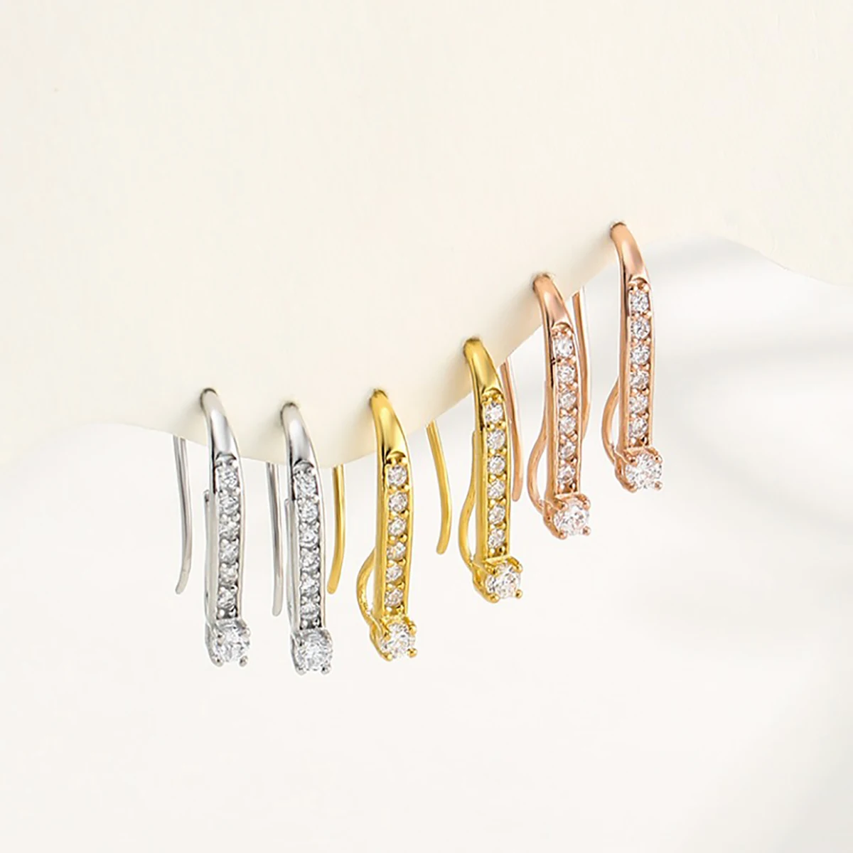 Solid Sterling Silver CZ Hoop Earring Setting Handmade DIY Earring Hook Jewelry Finding Accessories Custom Gifts