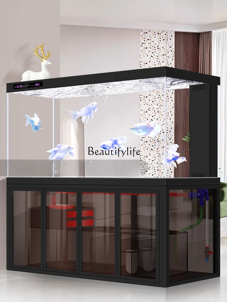 Super White Glass Dragon Fish Tank Medium and Large Household Bottom Filter Change Water Subareas Screens Entrance