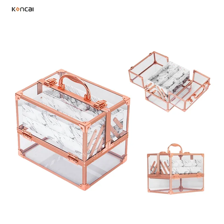 경량 아크릴 뷰티 화장품 케이스, 전문 투명, 쉬운 청소, 휴대용 뷰티 케이스, 화장대 상자