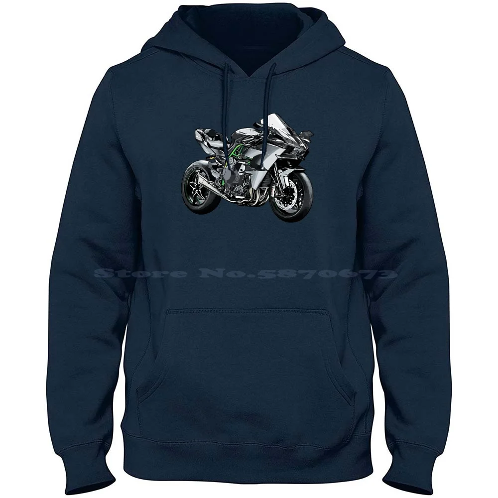 H2r Bike 100% Cotton Hoodie H2r Silhouette Motorcycle Motorbike Superbike Sportbike Twowheels Kwikasfaki Kawasexy