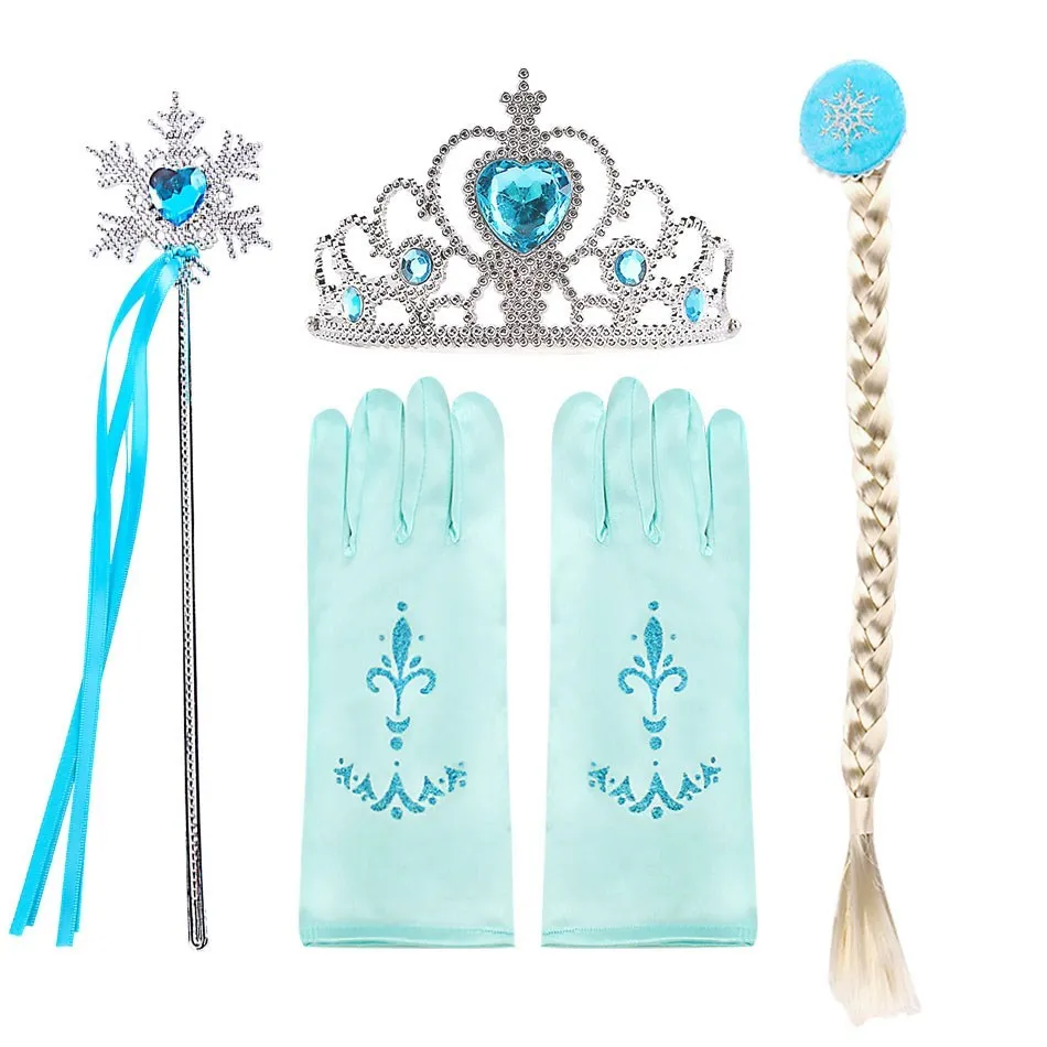 Ensemble de baguettes tressées pour filles, accessoires Elsa et Anna pour Halloween, fête d'anniversaire de Thanksgiving, Cosplay Aurora Belle Sofia reine des neiges