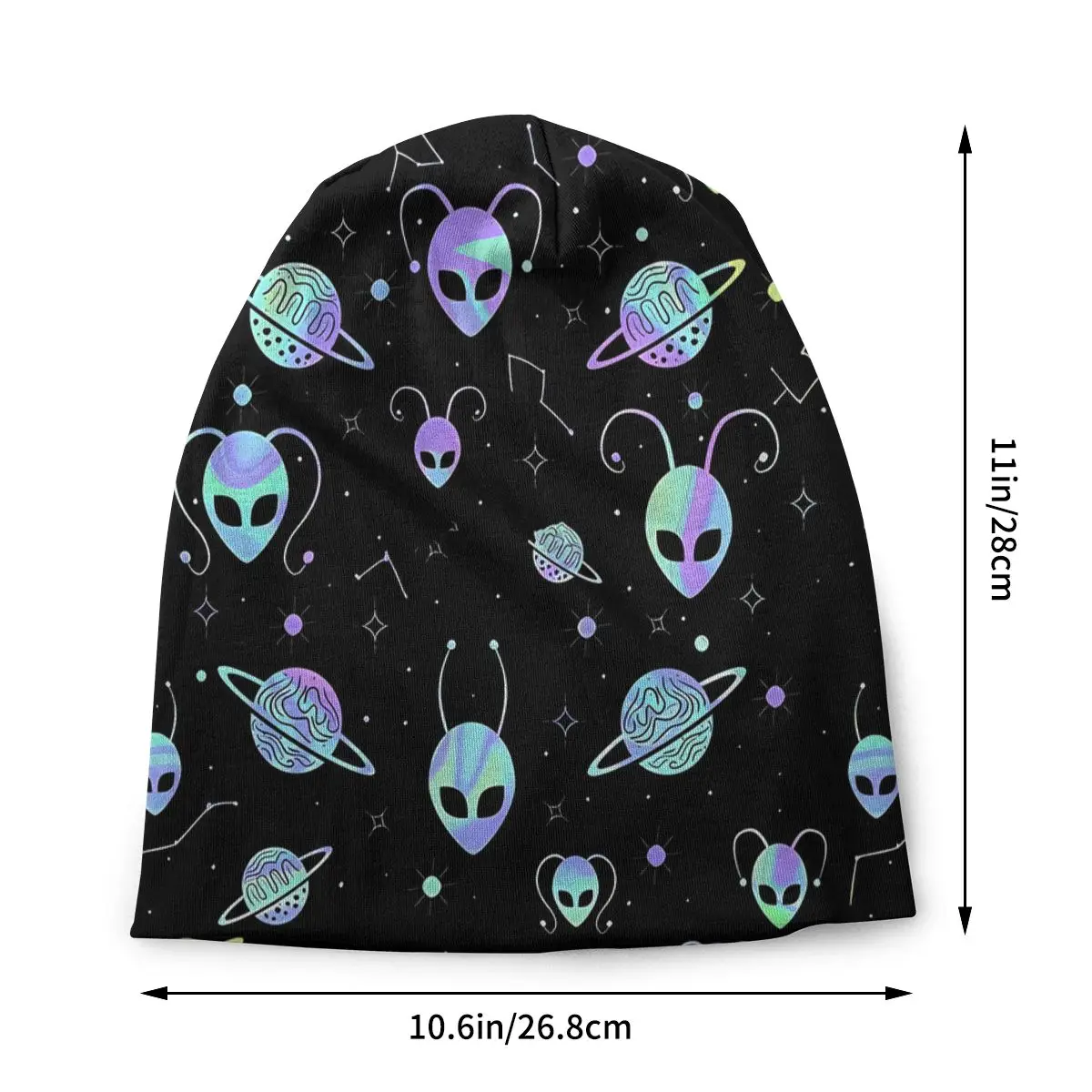 Holographic Alien Universe Unisex Bonnet Thin Cycling Double Layer Thin Hats For Men Women