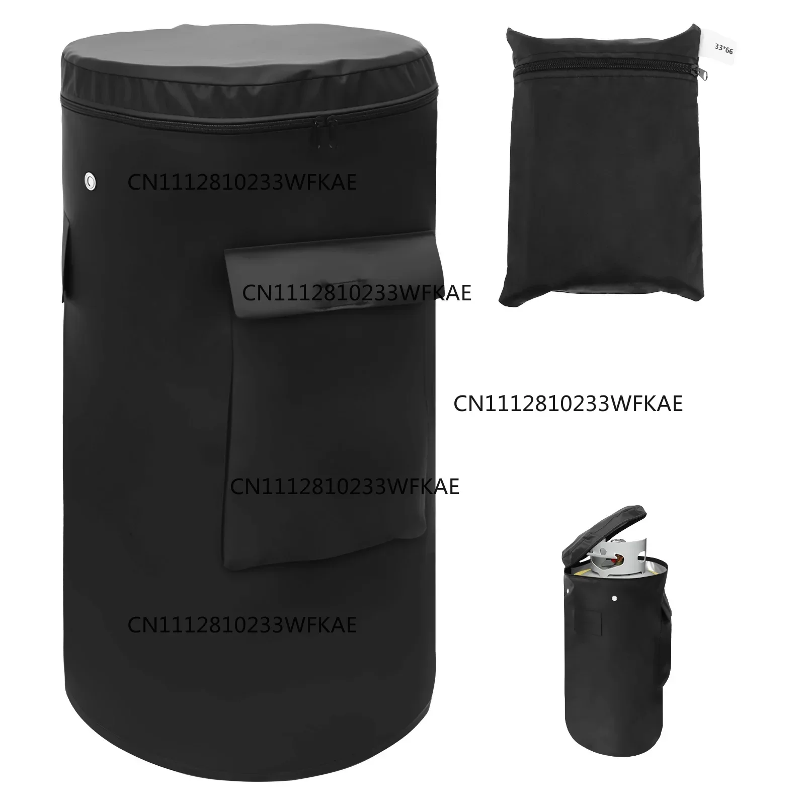 Oxford Cloth Propane Tank Cover Ventilated Drawstring Bottom Gas Tank Protection Covers with Side Pocket for Camping Outdoor BBQ