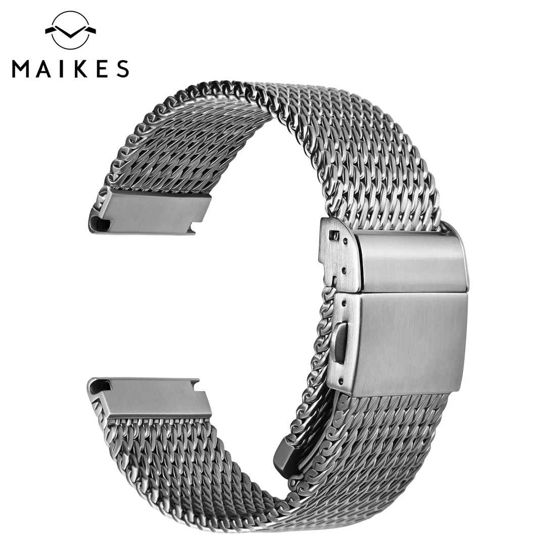 MAIKES 316L Stainless Steel Watch Strap For Rolex Omega IWC Breitling 20mm 21mm 22mm Milanese Woven Watch Band