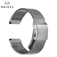 MAIKES correa de reloj de acero inoxidable 316L para Rolex Omega IWC Breitling 20mm 21mm 22mm correa de reloj tejida milanesa