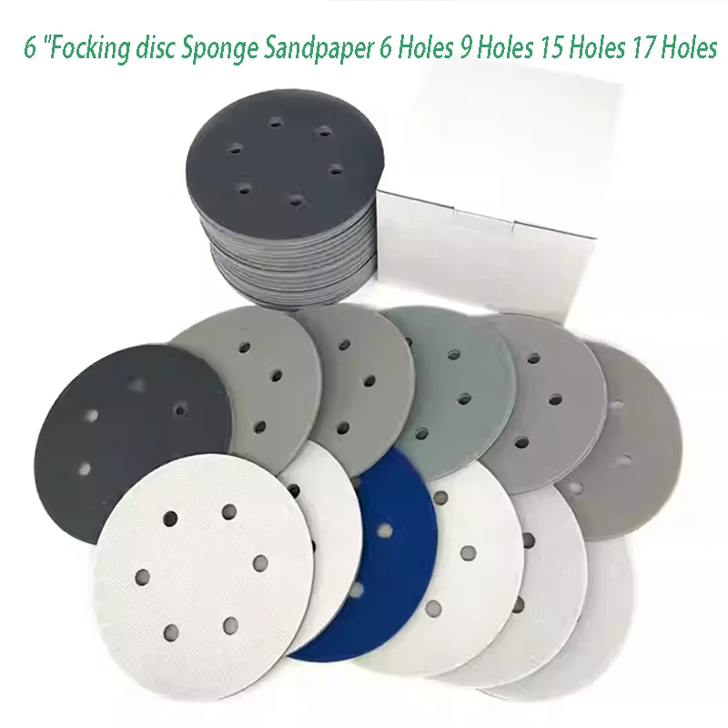 

2Pcs Flocking Sand Sponge Sandpaper Sanding Disc Hook and Loop 6 Inch 6 9 15 17Holes 300-3000 Grit for Polishing & Grinding