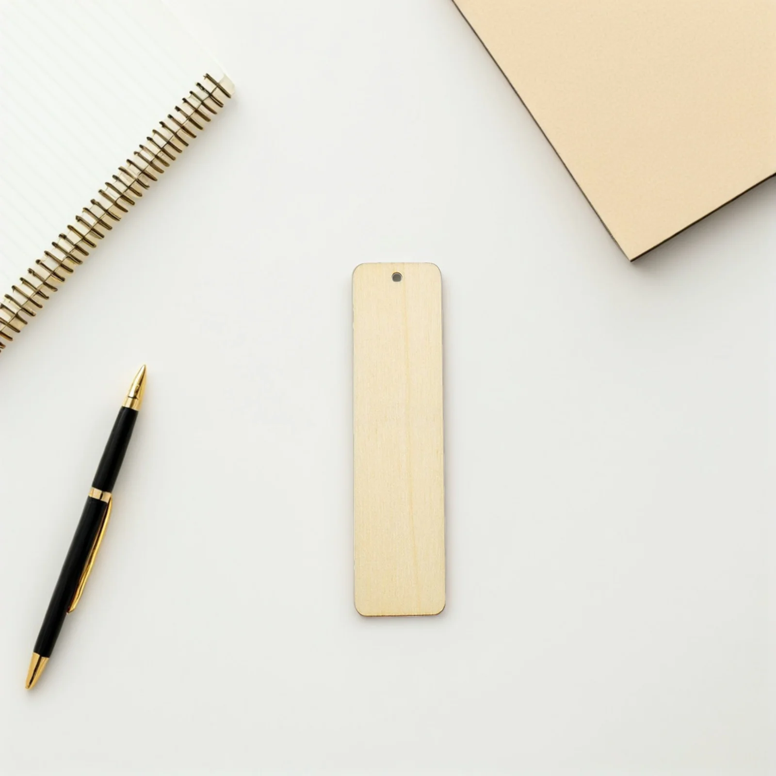 

40Pcs Blank Wood Bookmarks for Crafts DIY Unfinished Wooden Tags with Holes Rectangle Page Markers Bulk Craft Supply Kit