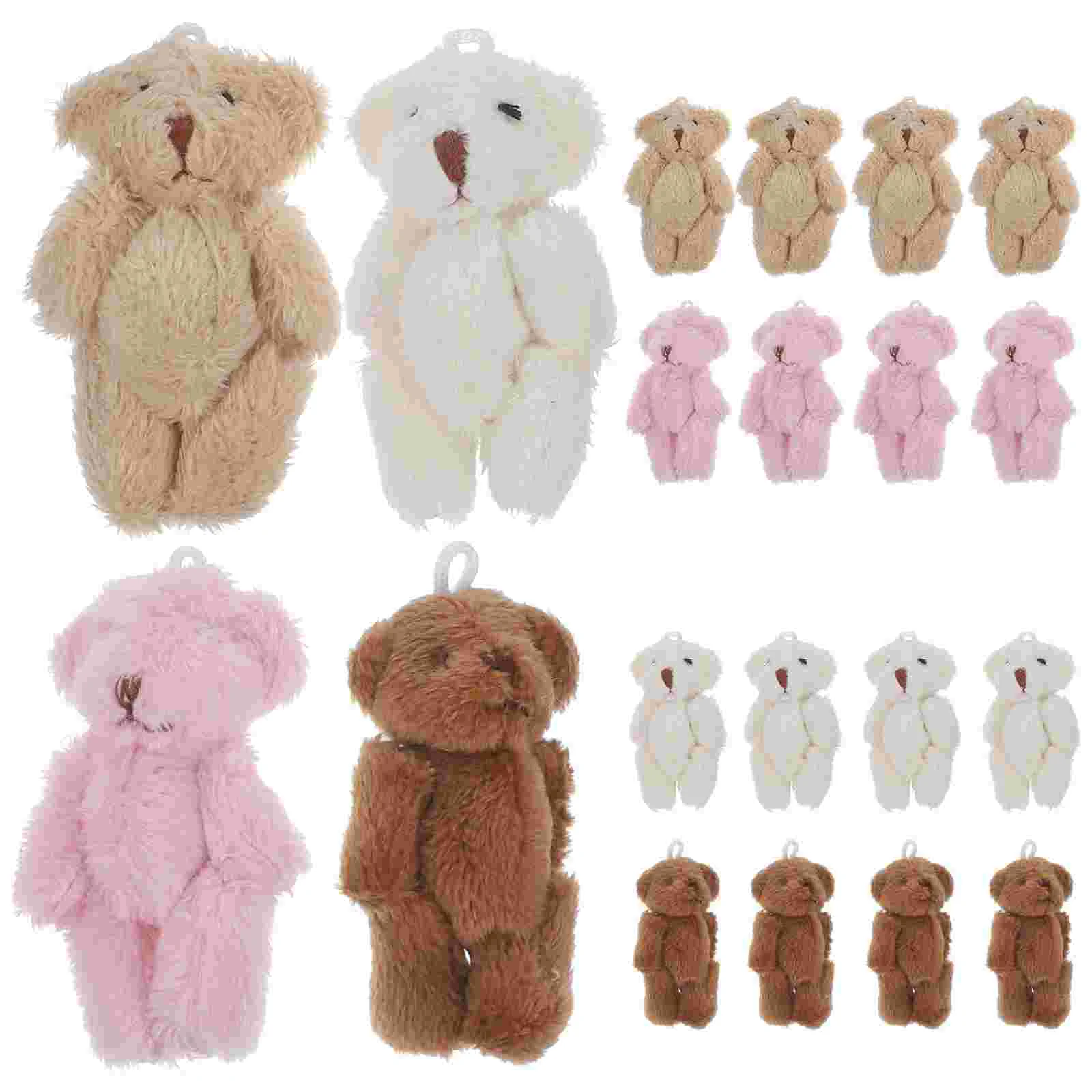 

20 Pcs Mini Plush Bear Bears for Baby Shower Tiny Miniature Figures to Figurines Soft Bag Charms