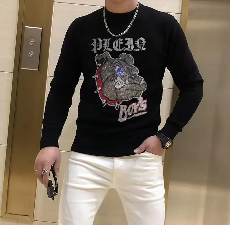 Men\'s  sweater drop shipping brand designer Style Rhinestone Clothes long Sleeve  fashion  sweaters