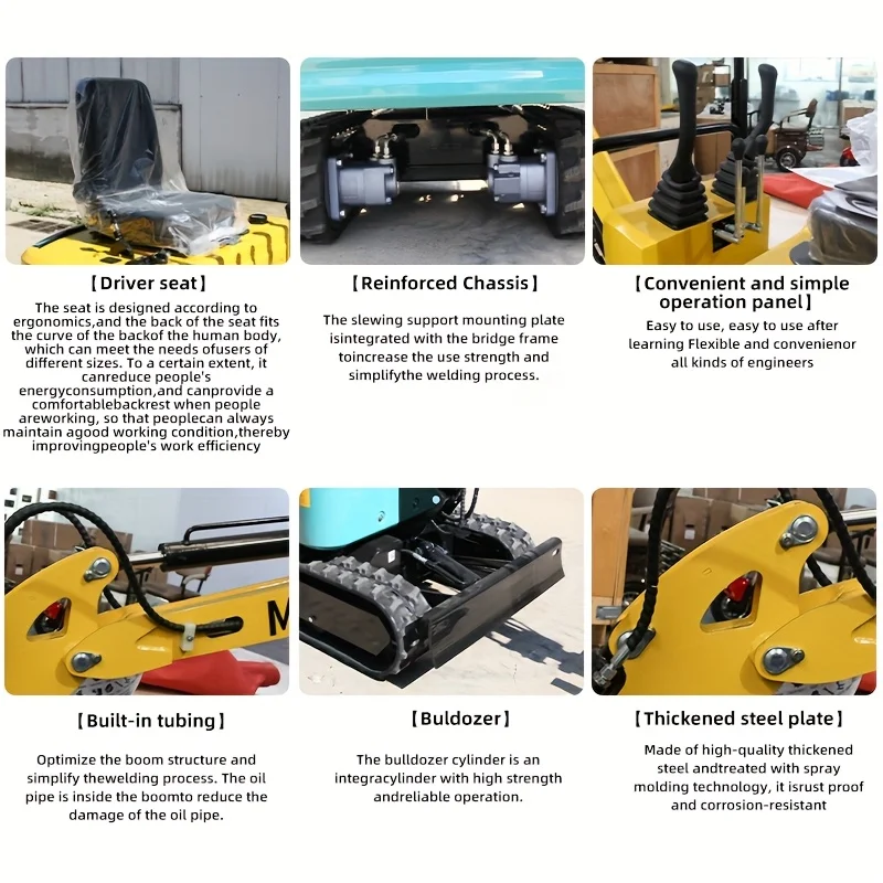 Tracked Crawler 1 Ton 2200Lbs Digger Mini Excavator with 13.5HP RATO EURO 5 EPA Engine Ceiling Cab Thumb In US Free Shipping