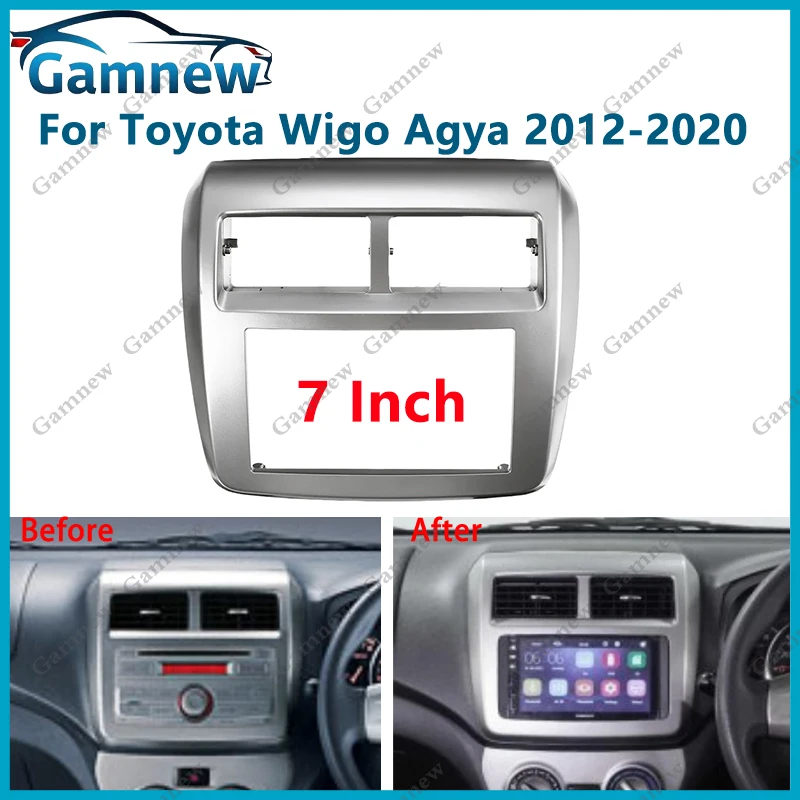 7 inch 2DIN Car Fascia Radio Panel For Toyota Wigo Agya 2012-2020 Frame Kit Install Facia Face Plate