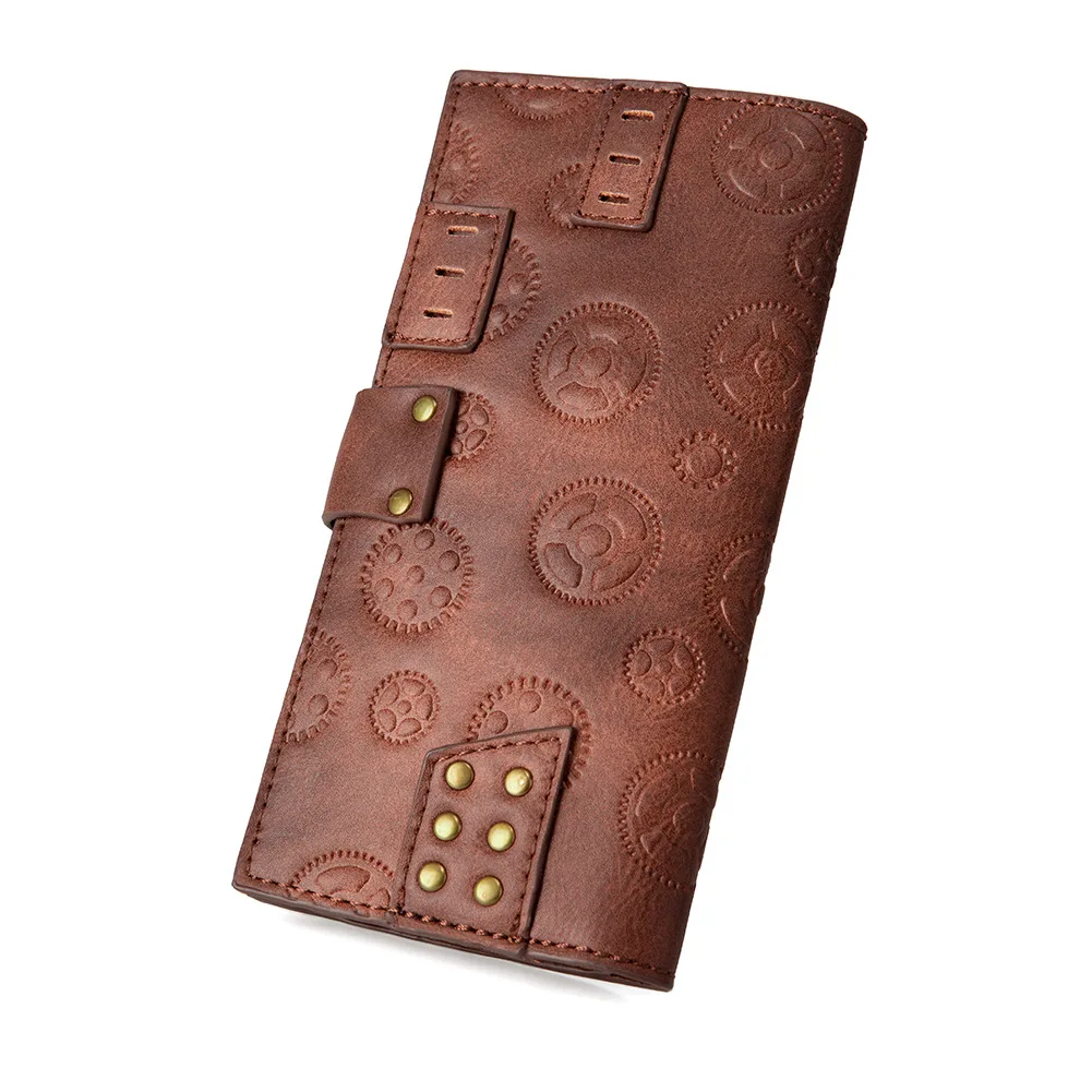 New Steampunk Women's Long Wallet Industrial Retro Style Hand Purse Women's Purse card holder Carteira Portfel Luxury Money Bag