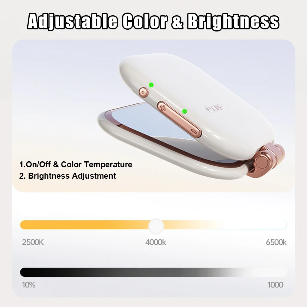 Magnetic Selfie Light With Mirror & Stand Ring Light For Phone Foldable Selfie Light Mini Fill Light Led Fill Light Led Video