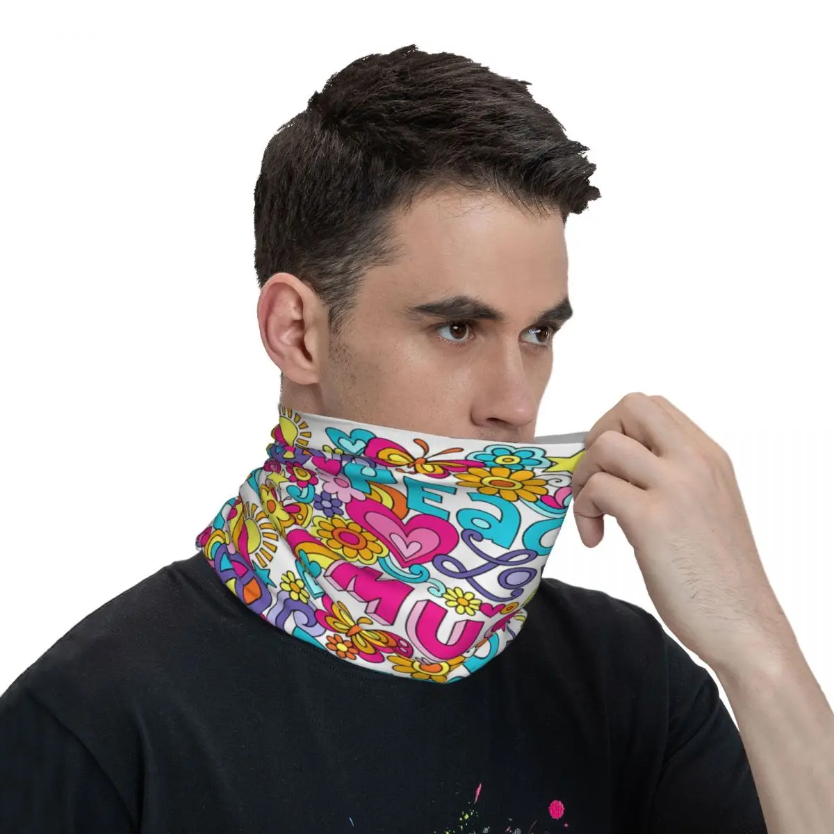 Pañuelo de poliéster para el cuello, mascarilla de amor y paz