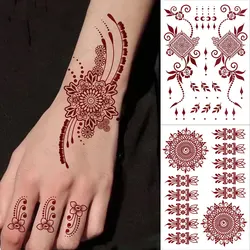 Waterproof Flower Tattoo Stickers for Women Temporary Henna Tattoos for Hand Mandala Leaf Mehndi Stickers Fake Tattoo Body Art