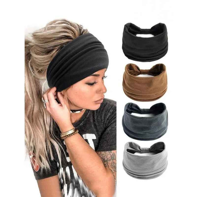 Summer 2024 Women's Simple Plain Color Elastic Hair Band for Women & Girls, Minimalist Headwear Suitable for Thick Hair, Fashion