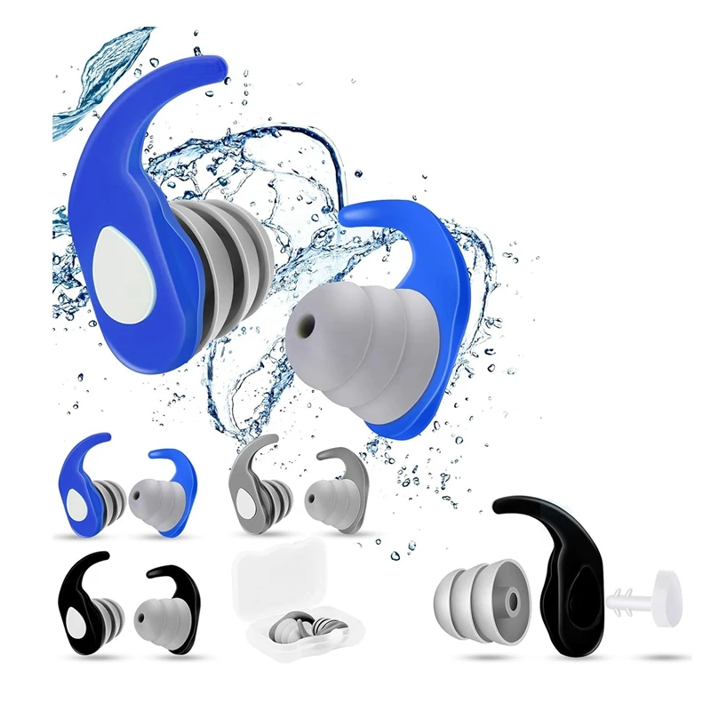 

Ear Plugs for Swimming 3 Pairs Adults Kids Swim Ear Plugs Swimmers Ear Plugs for Men Women Waterproof Earplugs A