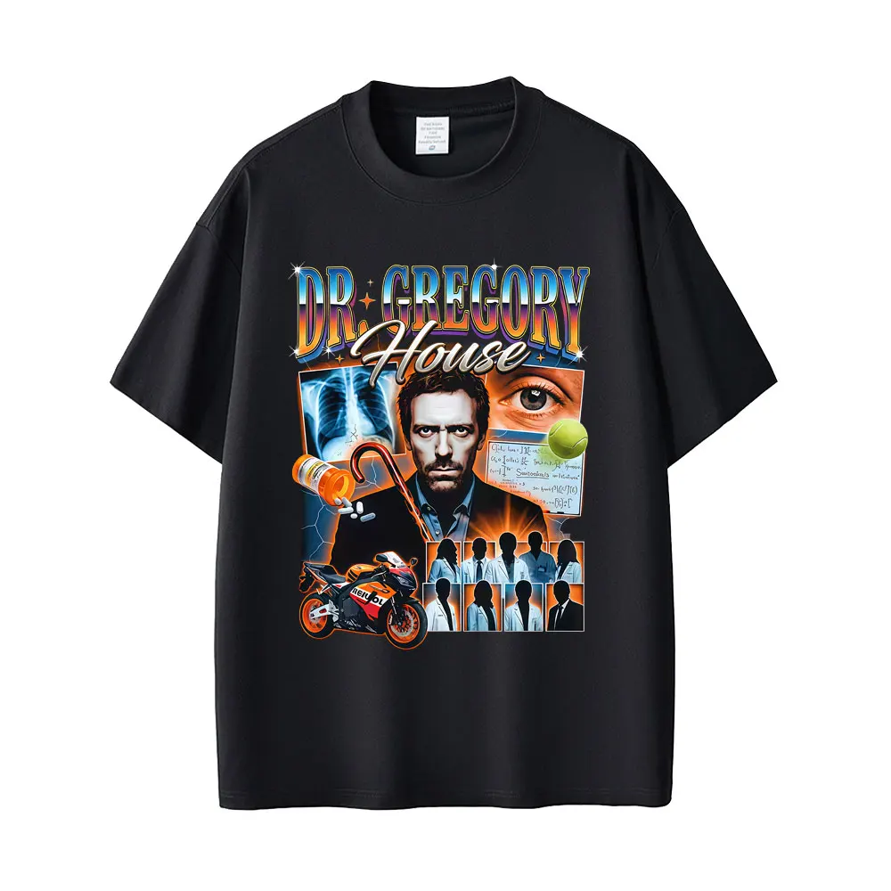 Dr Gregory House MD Funny Graphic T-shirt Men Women Clothing Casual Vintage Crewneck T-shirts Male 100% Cotton Oversized T Shirt