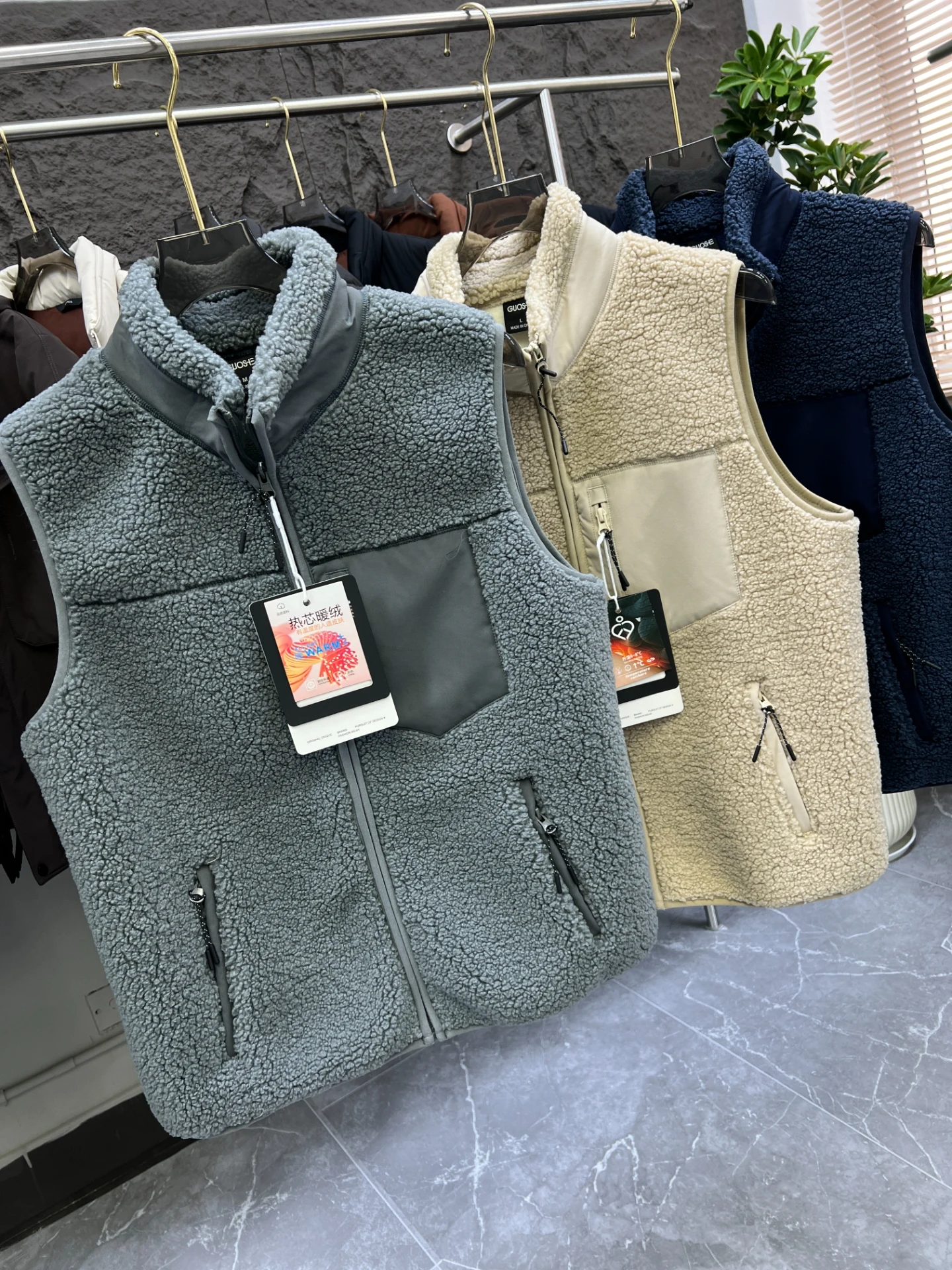 

Thi Warm Fce 600g Double Layer ake Fce Autumn Winter Men's American Casual Outdoor Warm Stand Collar Thi Vest