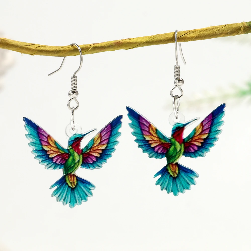 Women's Cute Colorful Hummingbird Dangle Earrings