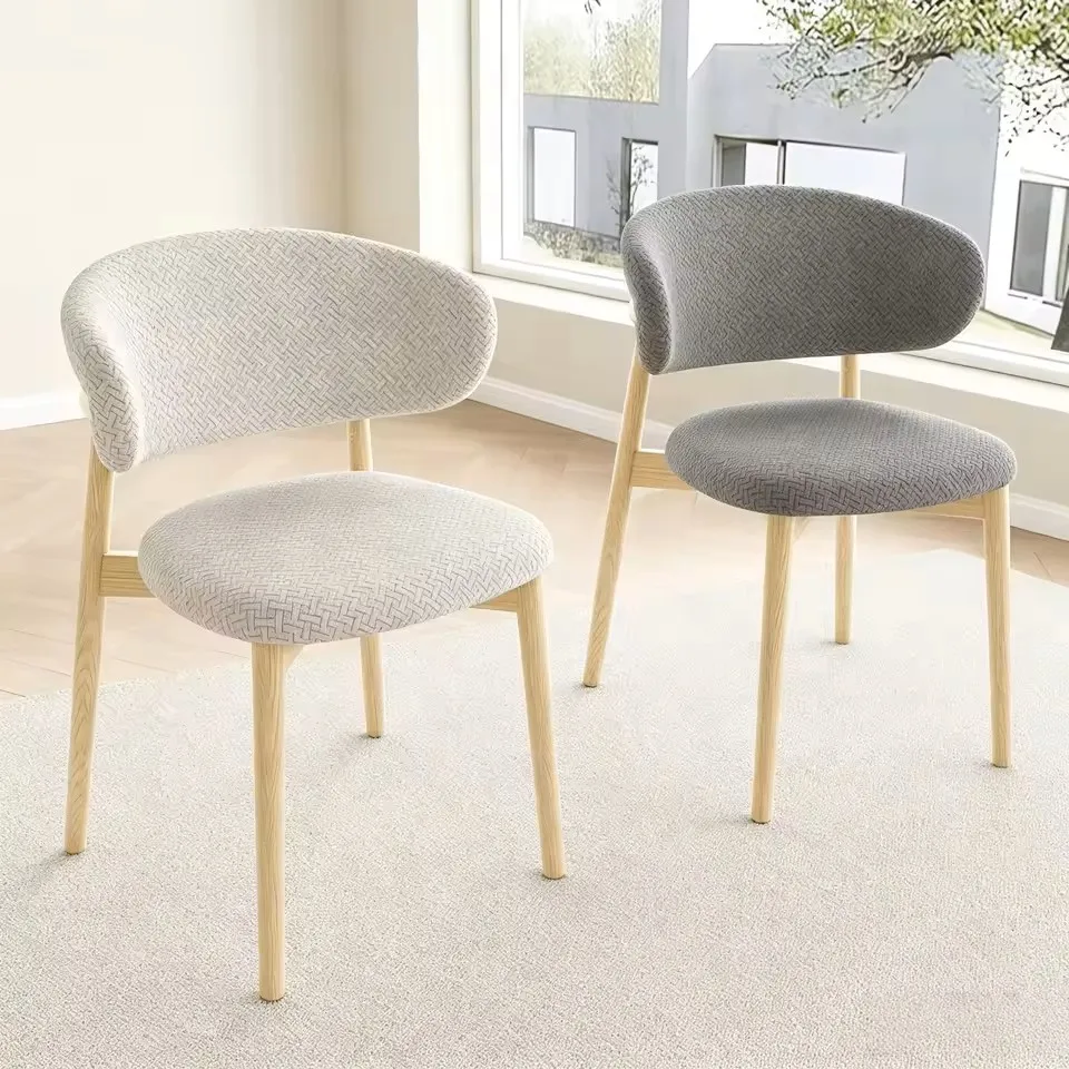 C-shaped Backrest Chair Cover Solid Color Jacquard Stretch Split Wood Chair Slipcovers Home Decoration Dustproof Seat Protector