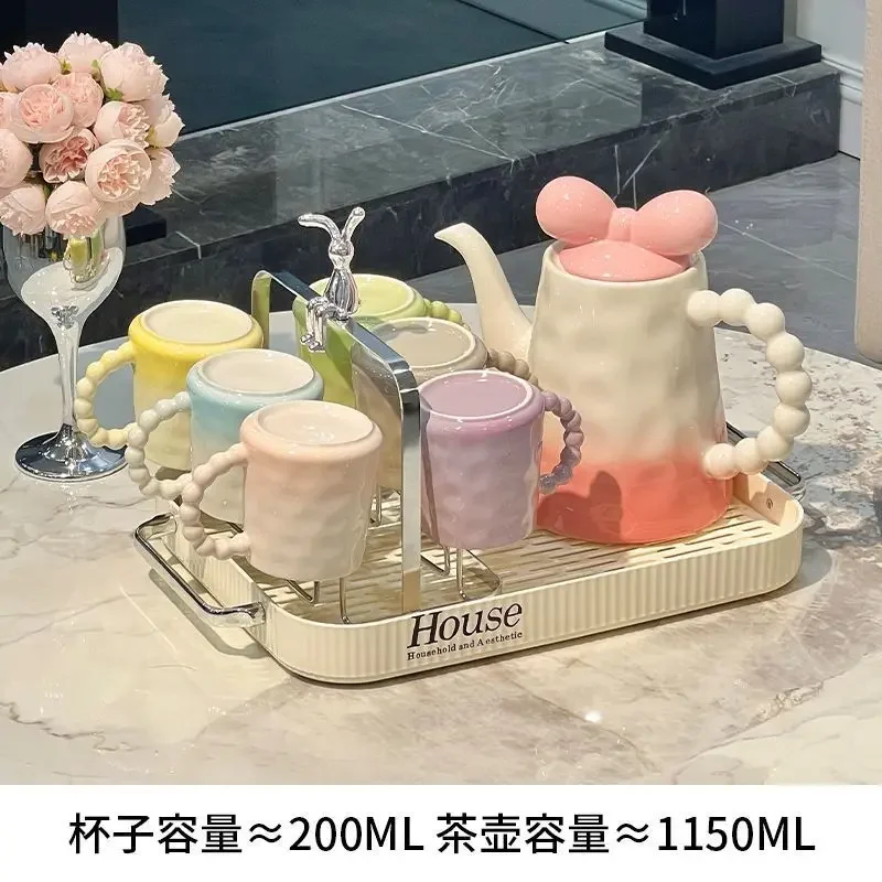 Cream wind ceramic water cup household set teacup tea set, light luxury living room wedding housewarming birthday gift