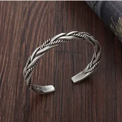 Vintage Steampunk Twisted Open Bracelet Bangles for Men Viking Punk Cuff Bangle Male Wristband Hand Jewelry Accessories