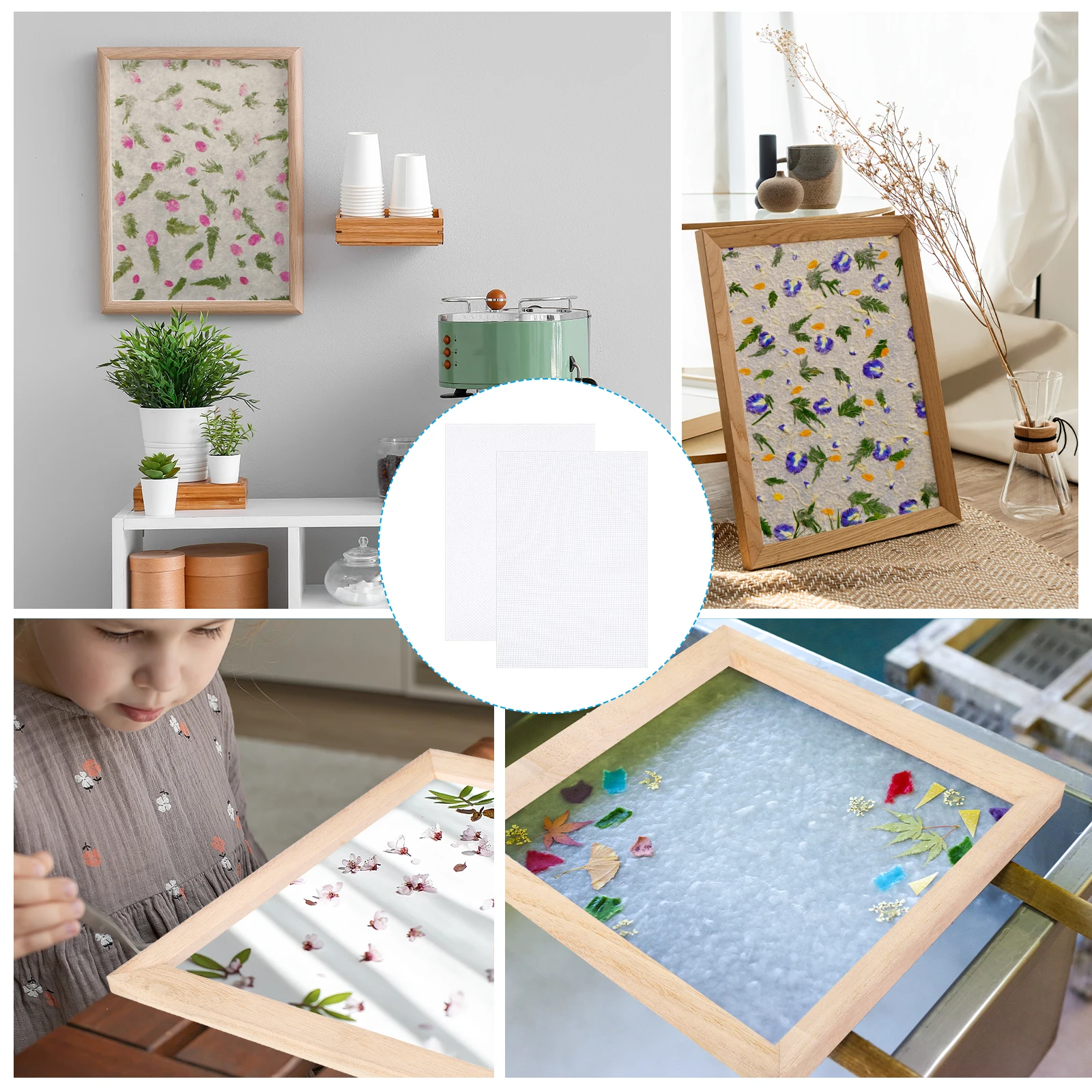 شبكة ووسادة بديلة للشاشة لصنع الورق مكونة من 10 مجموعات من مواد صنع الورق مجموعة أدوات الحرف اليدوية للفنون الورقية باللون الأبيض #6