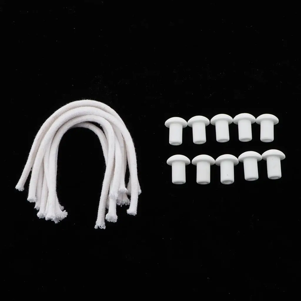 

Набор плетеных фитилей для масляных ламп из хлопка с керамическим держателем для изготовления свечей