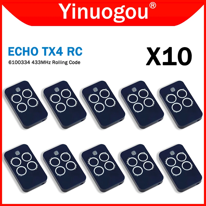

10PCS ECHO TX4 RC 433 Gate Remote Control 433MHz Rolling Code Compatible With BRAVO TX4 TE4433H Garage Door Remote Control
