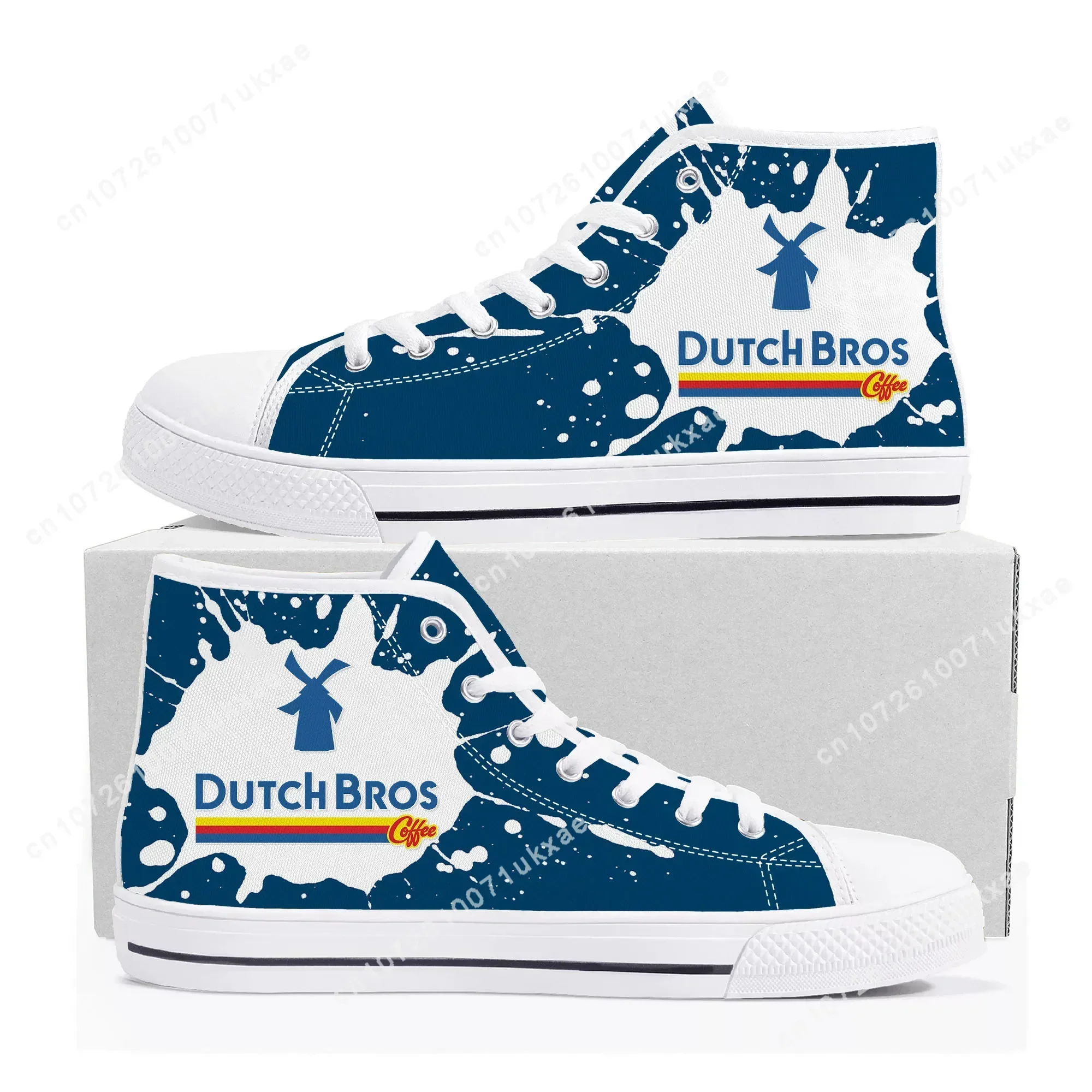 Dutch Bros Coffee High Top Sneakers Mens Womens Teenager High Quality Canvas Sneaker Couple Casual Shoe Customize Shoes