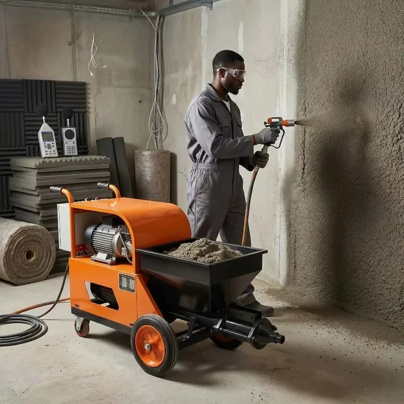 4KW Mortar Sprayer with 40L Hopper Powerful Engine  20m Vertical 10m Horizontal Conveying Stable Structure with Moving