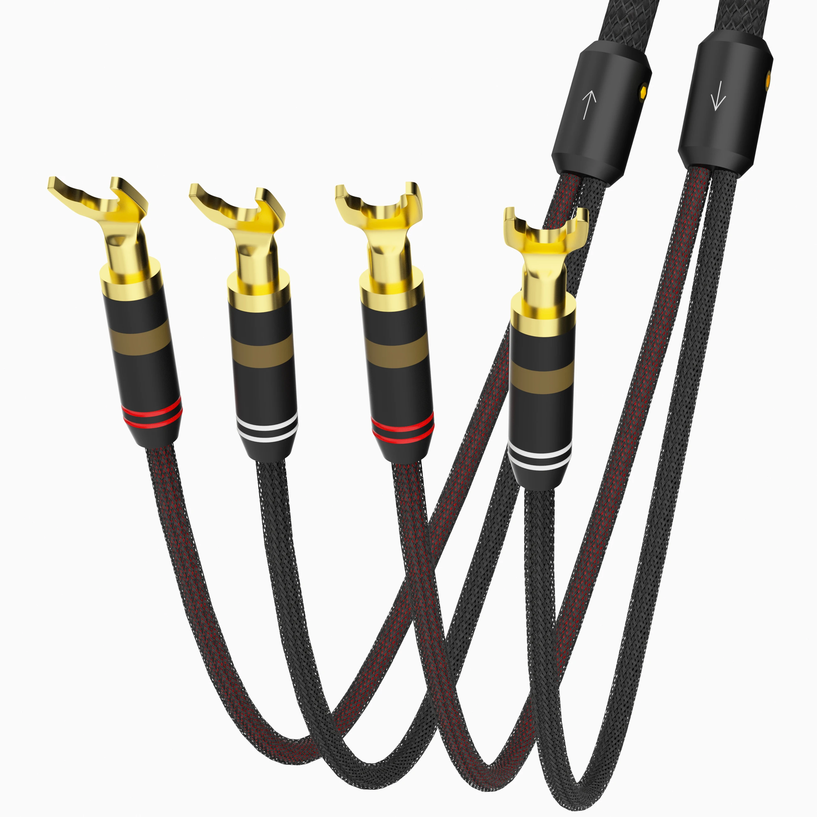 Monosaudio S801 OFC Copper HiFi Audio Loudspeaker Cable With Y Spade to Y Spade Connector plug