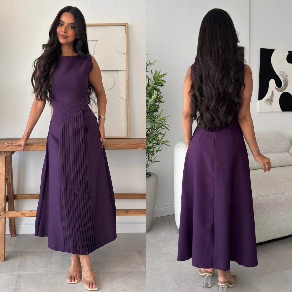 

Customized Sexy Fashion Pleat Draped A-line Scoop Neck Midi Dresses Bespoke Occasion Dresses Chinese Style Sizes Available Retro