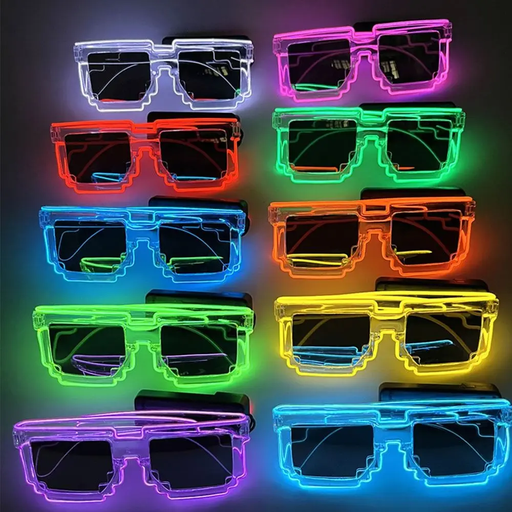 New Plastic Mosaic Luminous Glasses Party Supplies Wireless LED Fluorescent Sunglasses Fun EL Glasses