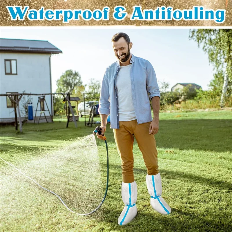 

32 Pieces Disposable Boot And Shoe Covers Plastic Long Boot Covers Waterproof Rain Shoe Covers For Men And Women