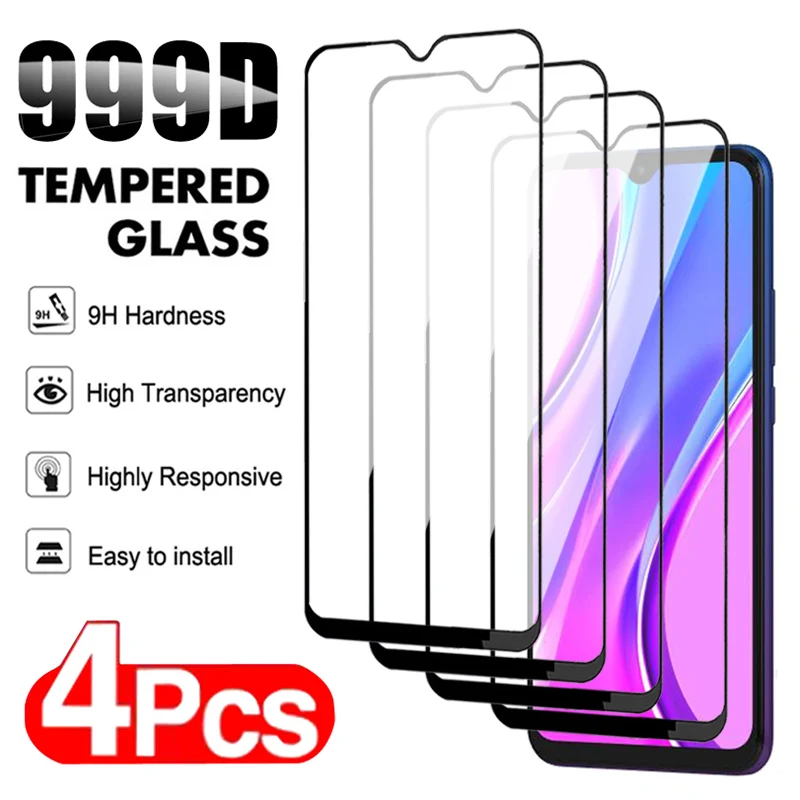 4Pcs Tempered Glass For Xiaomi Redmi 9 9A 9C 8A 10A 10C Screen Protector Redmi Note 8 9 10 Pro 8T 9T 10T Protective Glass Film