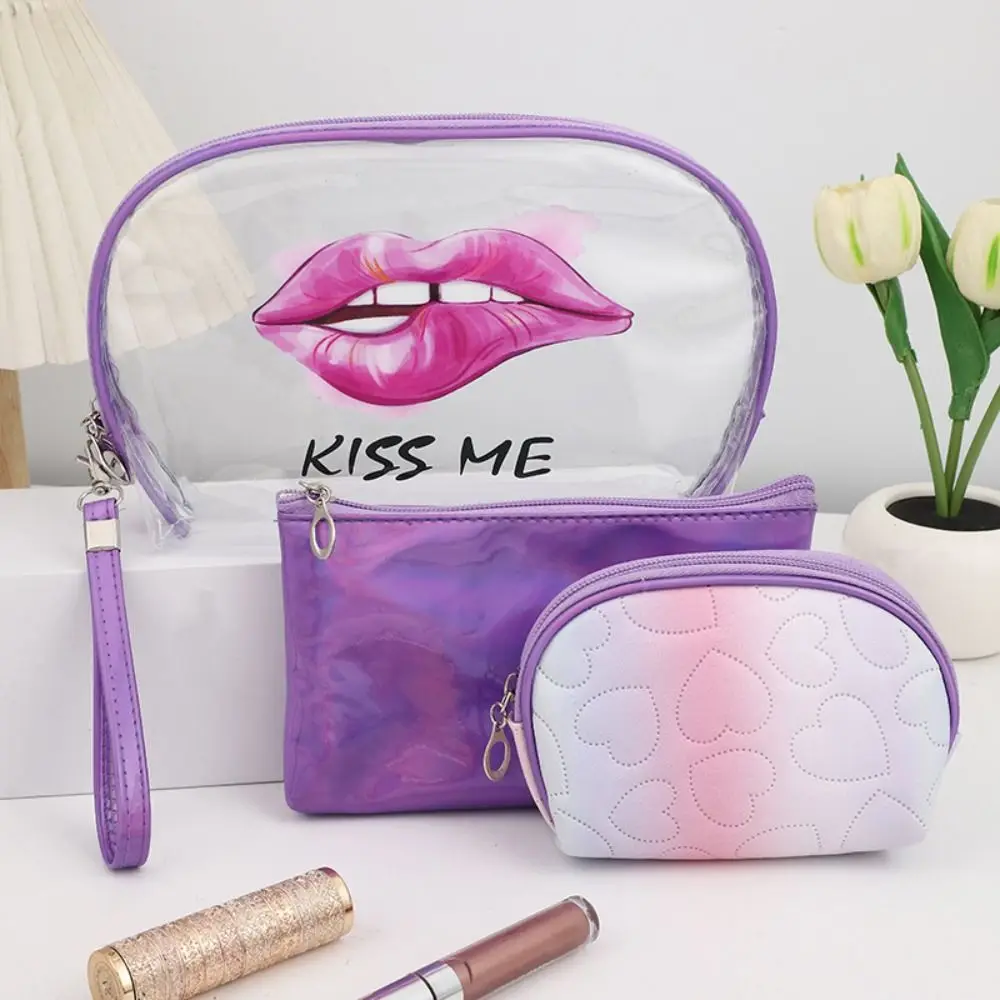 3Pcs New PVC Makeup Bag Large Capacity Transparent Toiletry Storage Bag Cosmetic Bag