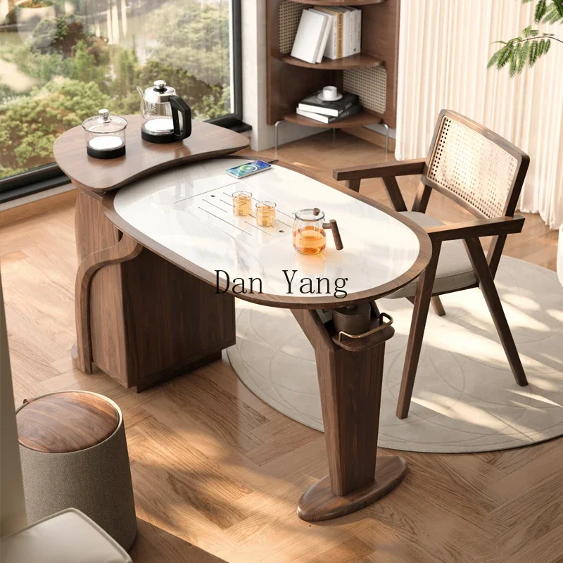 YJ solid wood balcony tea table household new Chinese small apartment modern simple rock slab tea table