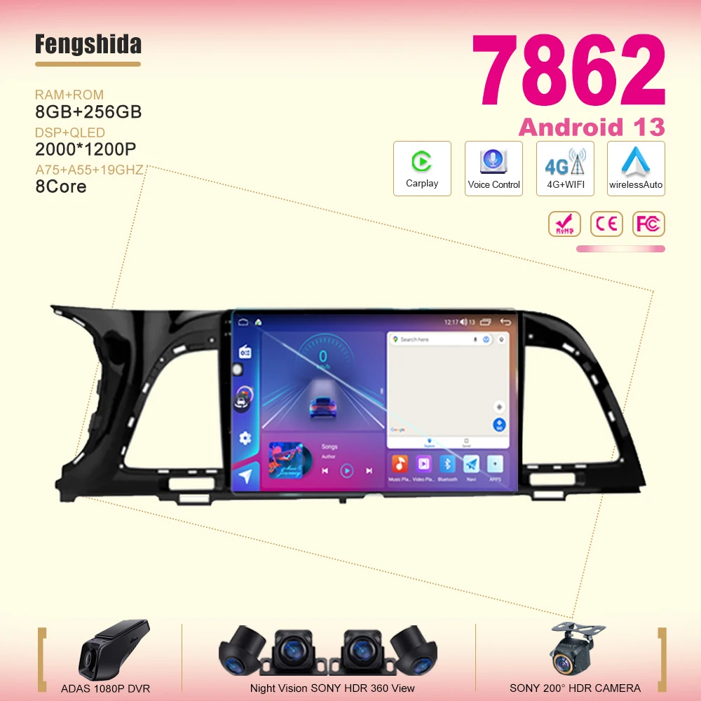 

Car Android 13 For KIA K4 2014 - 2017 Head Unit 7862 Carplay Radio Navigation Multimedia Screen Auto carplay Cam Dash 7862CPU BT