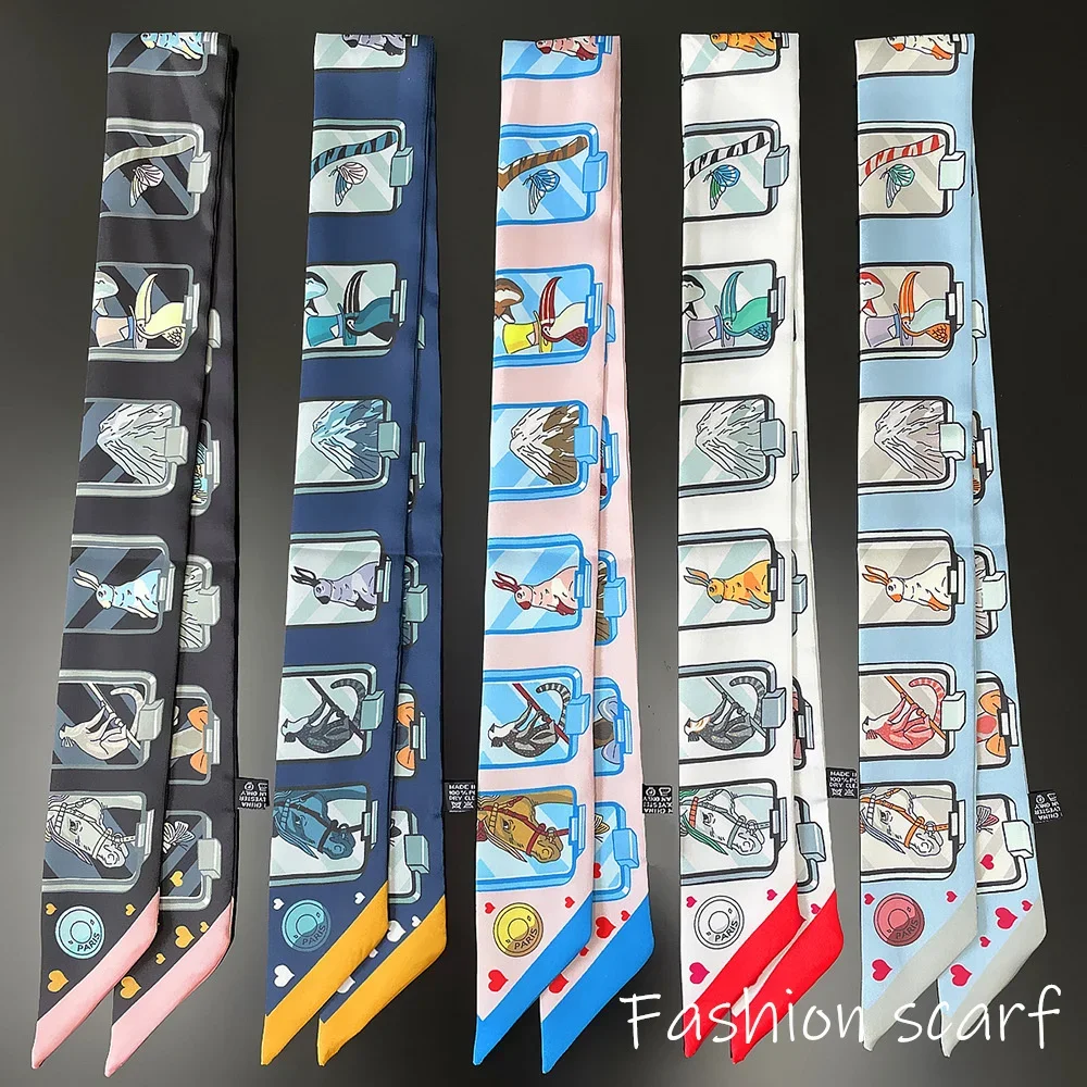 Korean Versatile Chain Tassel High Quality Mulberry Silk Twill Silk Ribbon Wrapping and Binding Bag Handle Ribbon Small Scarf