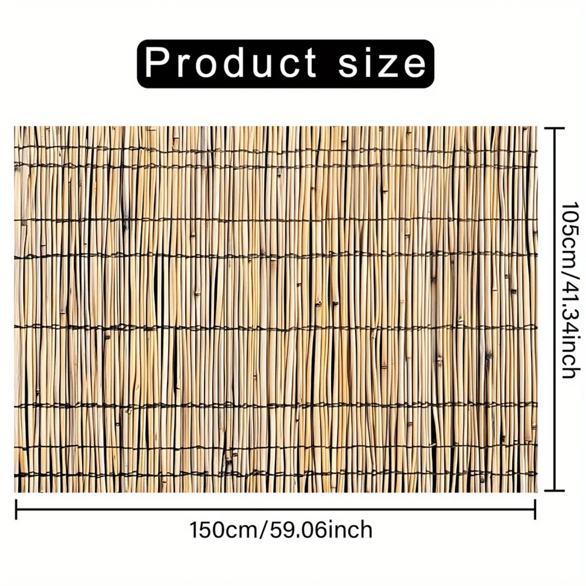 Large natural bamboo weaving party backdrop - Outdoor and indoor activities, birthday, wedding polyester banner