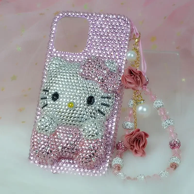 

Cartoon Hello Kitty Protective Case for iPhone, Handmade, Rhinestone 7, 11, 12, 14 15 , 13 Pro Max, Xs, 8 Plus, Female 12