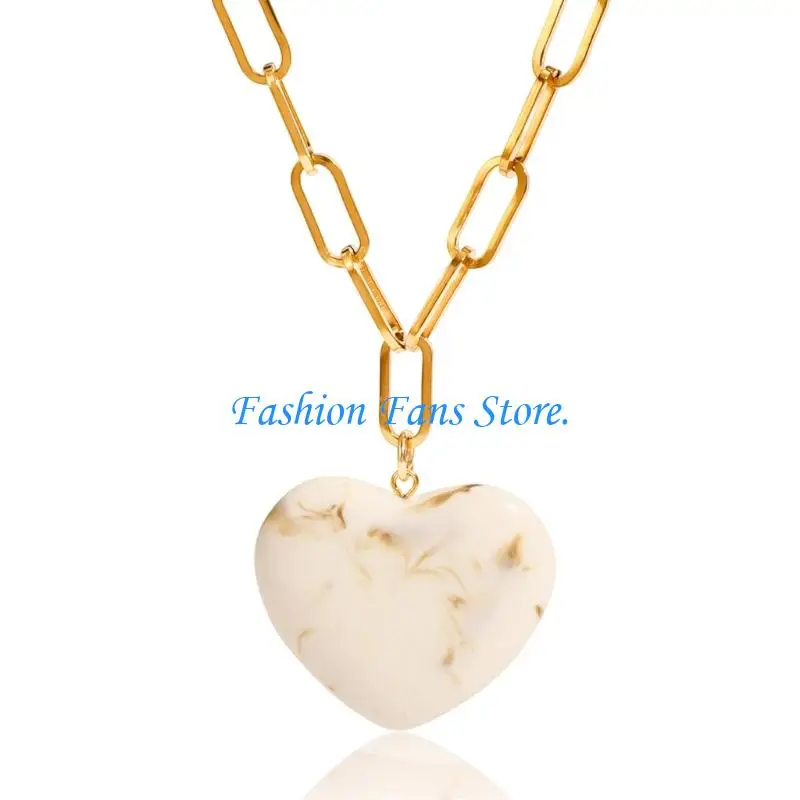  Simple Love Charm Necklace Stainless Steel Chain Comfortable Wear Day To Night