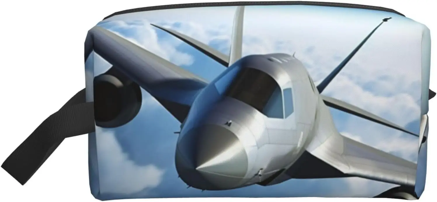 Neceser de viaje para mujer y hombre, bolsa de maquillaje de cuero, organizador de viaje portátil grande, bolsa de cosméticos de avión volador