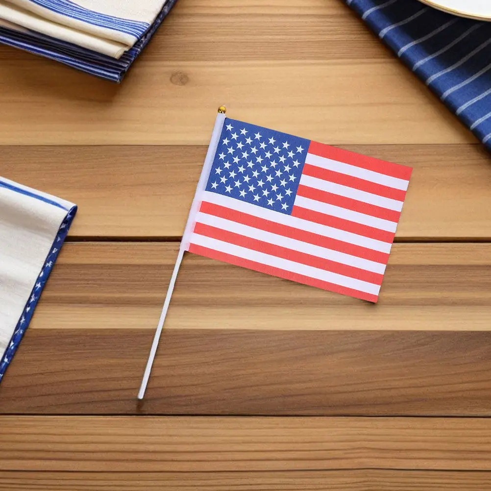 Independence Day Holding Mini Flag Hand Waving Handheld American Stick Flags Small US on Sticks