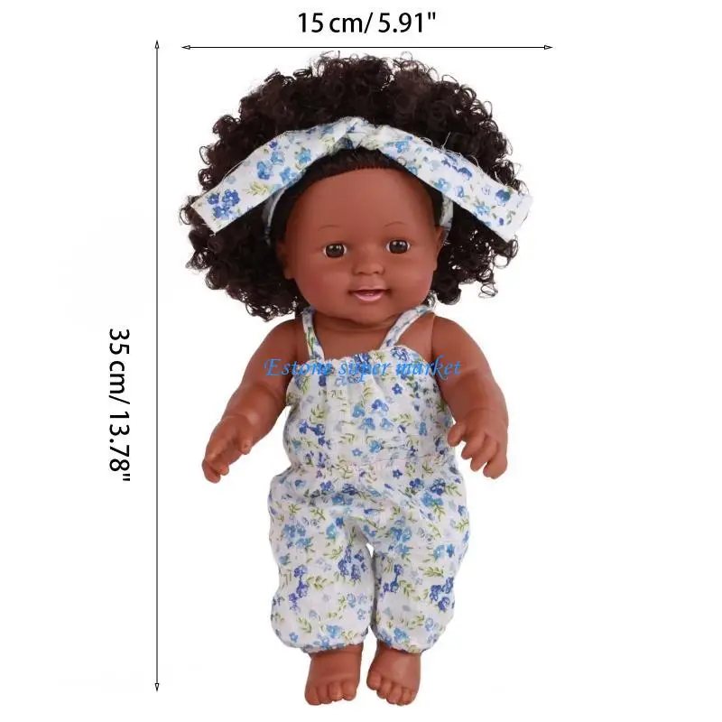 090B الفينيل الأسود الأفريقي هدايا فتاة واقعية سرير الرضع قيلولة تولد من جديد لعبة طفل مع الملحقات الجميلة مجموعة مرافقة الرضع