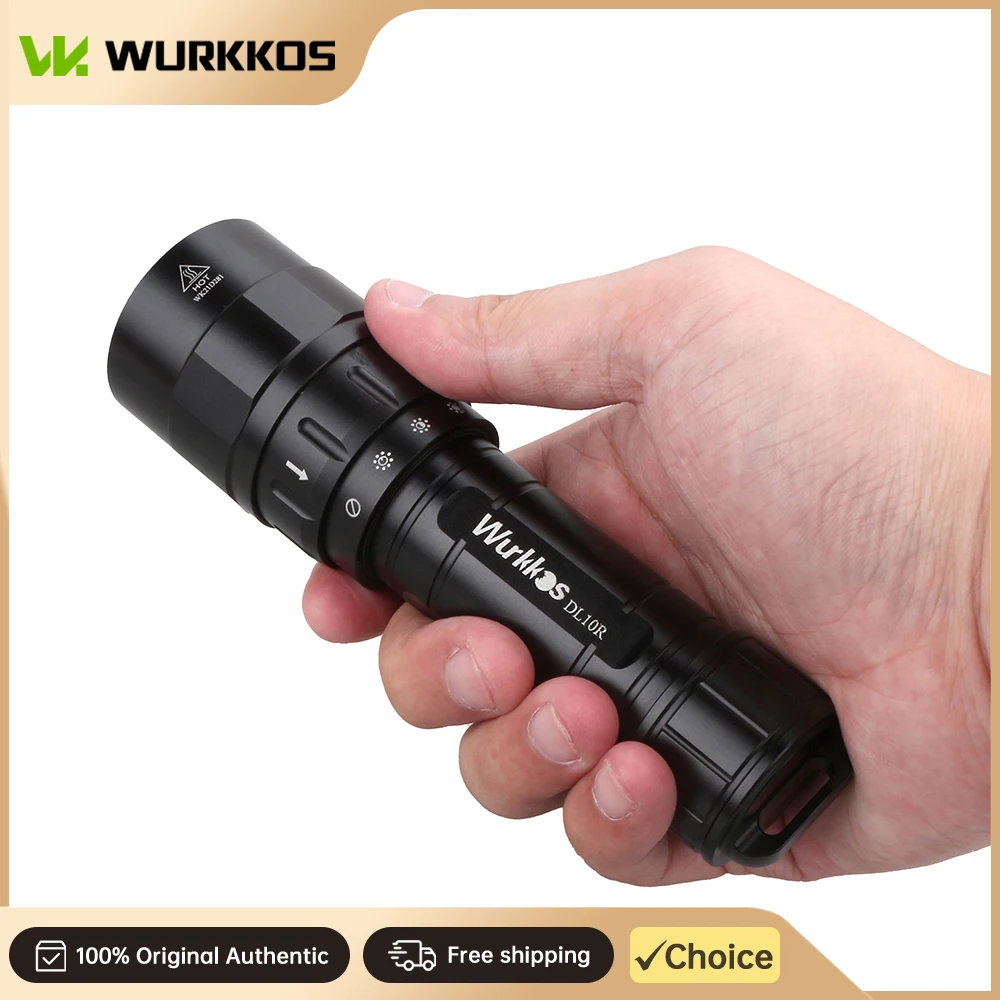 Wurkkos DL10R Dive Light 4500LM Ultra-Bright Diving Flashlight Magnetic Rotating Switch, 100m Diving Depth, IPX-8
