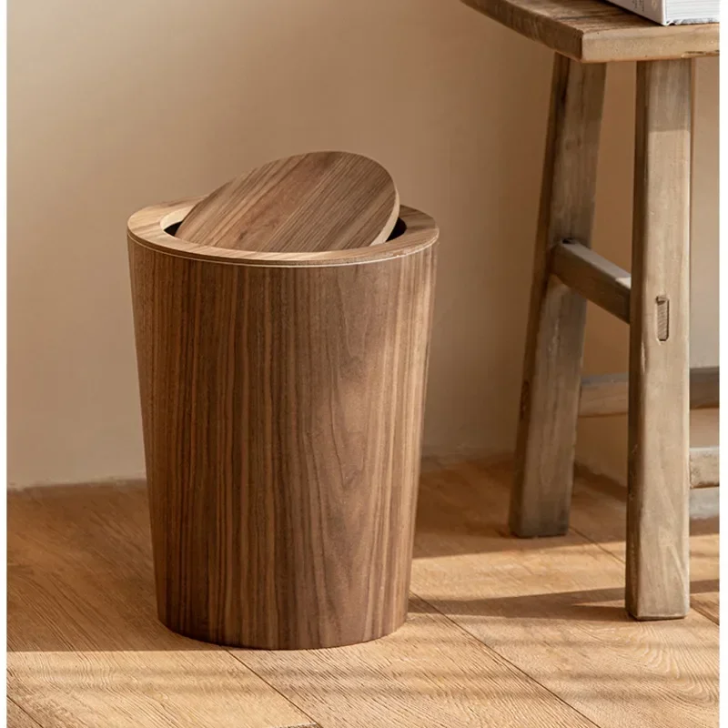 Japanese Log Style Garage Bin Homestay Hotel Garbage Container Bedroom Flip Rubbish Bin Multi Scene Suitable For Wastebasket